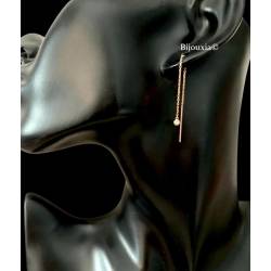 Boucles d'oreilles Chaîne Traversante Oxyde de Zirconium Plaqué or 18 Carats
