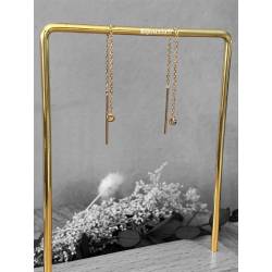 Boucles d'oreilles Chaîne Traversante Oxyde de Zirconium Plaqué or 18 Carats