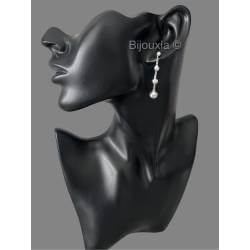 Boucles D'oreilles Chute 4 Boules Pendantes Argent Massif 925/1000 Bijoux Femme