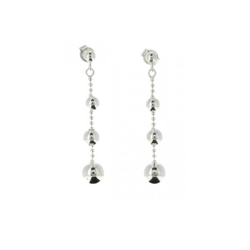 Boucles D'oreilles Chute 4 Boules Pendantes Argent Massif 925/1000 Bijoux Femme