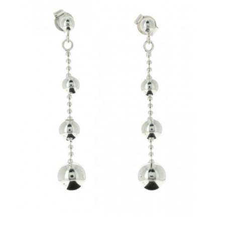 Boucles D'oreilles Chute 4 Boules Pendantes Argent Massif 925/1000 Bijoux Femme