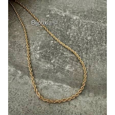 Chaîne Maille Corde Torsadée 50CM En Plaqué or 750/1000 Bijou MIXTE