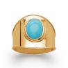 Bague Large Pierre Cabochon Turquoise Plaqué or 18 CARATS T50 à T60