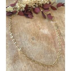 Chaîne Fine Grain de Café 45 cm x 3 mm En Plaqué Or 18 carats