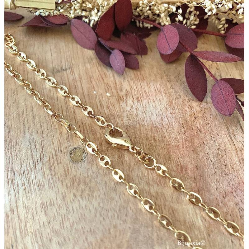 Chaîne Fine Grain de Café 50 cm x 3 mm En Plaqué Or 18 carats - MIXTE