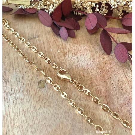 Chaîne Fine Grain de Café 50 cm x 3 mm En Plaqué Or 18 carats - MIXTE