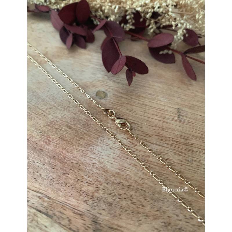 Chaîne Fine Maille Figaro 38 cm Plaqué or 18 Carats 750/1000 Bijoux