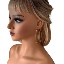 Boucles D'oreilles Grandes Créoles 7CM Plaqué Or 18 Carats NEUF