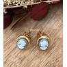 Boucles D'oreilles Puces Symbole Camée Bleu Plaqué or 18 Carats 750/1000