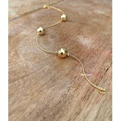 Bracelet maille torsadée alternance boules En Plaqué or 18 Carats