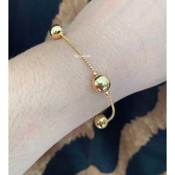 Bracelet maille torsadée alternance boules En Plaqué or 18 Carats