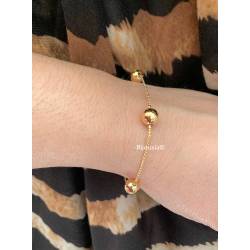 Bracelet maille torsadée alternance boules En Plaqué or 18 Carats