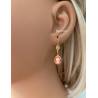 Boucles D'oreilles Pendantes Dormeuses Camée Ovale Cornaline Plaqué or 18 Carats