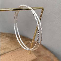 Boucles D'oreilles Créoles 6cm scintillantes Argent Massif 925/000