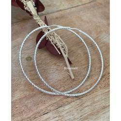 Boucles D'oreilles Créoles 6cm scintillantes Argent Massif 925/000