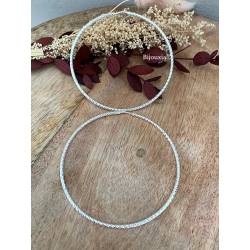 Boucles D'oreilles Créoles 6cm scintillantes Argent Massif 925/000