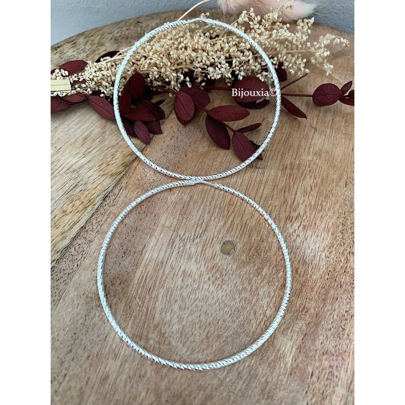 Boucle d'Oreille créole Anneau 70mm Acier inoxydable argent