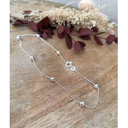 Chaîne De Cheville Fines Boules En Argent Massif 925/000