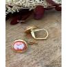 Boucles D'oreilles Pendantes Dormeuses Camée Rouge Plaqué or 18 Carats 750/1000