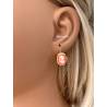 Boucles D'oreilles Pendantes Dormeuses Camée Rouge Plaqué or 18 Carats 750/1000