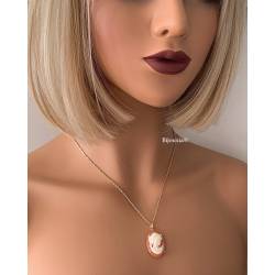 Pendentif Camée Rouge Cornaline En Plaqué Or 18 Carats 750/1000