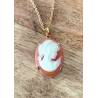 Pendentif Camée Rouge Cornaline En Plaqué Or 18 Carats 750/1000