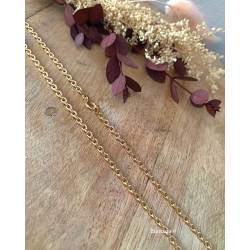 Chaîne Maille Forçat Robuste Diamantée 45CM Plaqué Or 18 carats 750/000