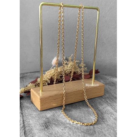 Chaîne Maille Forçat Robuste Diamantée 45CM Plaqué Or 18 carats 750/000