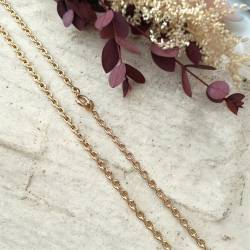 Chaîne Maille Forçat Robuste Diamantée 60CM Plaqué Or 18 carats 750/000 MIXTE