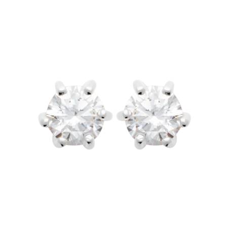 Boucles D'oreilles 4mm Cristal Zirconium Argent Massif Bijou Homme/Femme