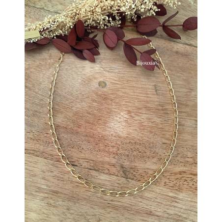 Chaîne Maille cheval maillons ovales 60CM Plaqué Or 18 carats 750/000 MIXTE