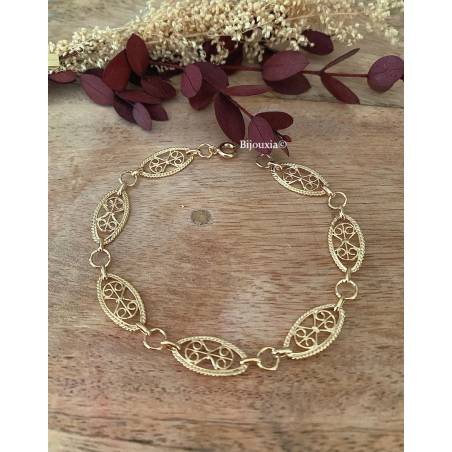 Bracelet Maillons Ciselés - Oriental - En Plaqué or 18 CARATS 750/000