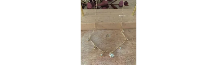 Collier Charms Soleil & Étoile Oz En Plaqué Or 18 Carats 750/000