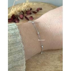 Bracelet Fines Boules En Argent Massif 925/1000 Rhodié