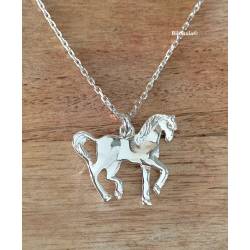 Collier chaîne + pendentif CHEVAL En Argent Massif 925/000