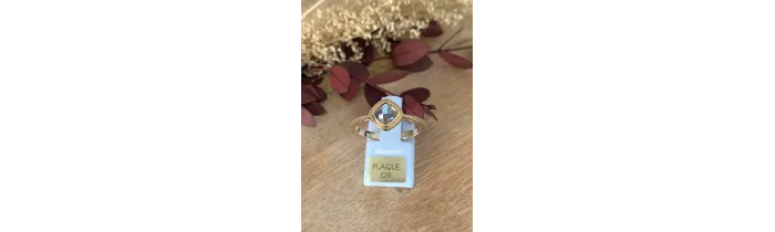 Bague Cristal CZ Aigue Marine Plaqué Or 18 Carats 750/000 Tailles CHOIX
