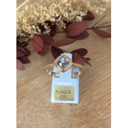 Bague Cristal CZ Aigue Marine Plaqué Or 18 Carats 750/000 Tailles CHOIX