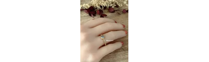 Bague Cristal CZ Aigue Marine Plaqué Or 18 Carats 750/000 Tailles CHOIX