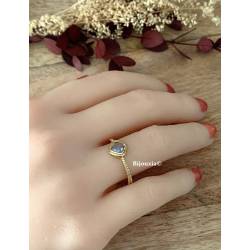 Bague Cristal CZ Aigue Marine Plaqué Or 18 Carats 750/000 Tailles CHOIX