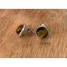 Boucles d'oreilles Puces 8MM Oeil de Tigre Contour Argent Massif Rhodié