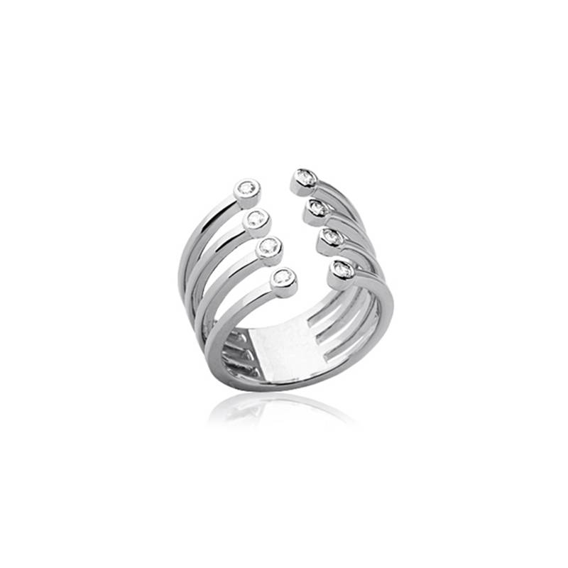 Bague Moderne Ouverte Cubics ZIRCONIUM  Argent Massif 925/1000 Bijoux Femme