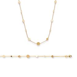 Collier Alternance boules plates Plaqué or 18 Carats 750/1000