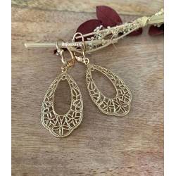 Boucles D'oreilles Pendantes Ajourées Plaqué Or 18 Carats 750/000