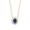 Collier Marquise Pendentif Cristal Bleu Saphir Plaqué or 18 Carats 750/000