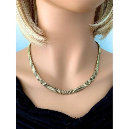 Collier Ras De Cou Tressé Ajourée En Argent Doré 925/000