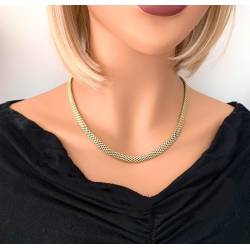 Collier Ras De Cou Tressé Ajourée En Argent Doré 925/000
