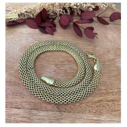 Collier Ras De Cou Tressé Ajourée En Argent Doré 925/000