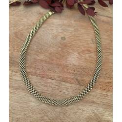 Collier Ras De Cou Tressé Ajourée En Argent Doré 925/000