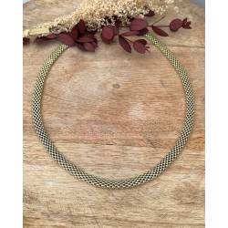 Collier Ras De Cou Tressé Ajourée En Argent Doré 925/000