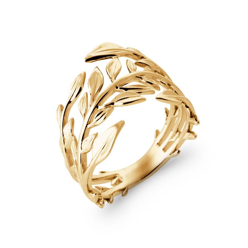 Bague Feuille En Plaqué or 18 Carats 750/000 3 Microns Tailles 50-52-54-56-58-60